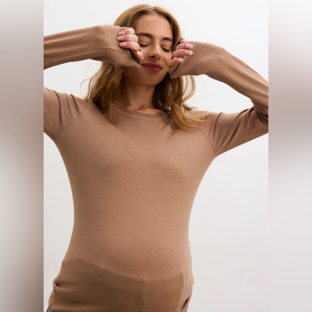 NWT Hatch Maternity The Softsculpt Knit Long Sleeve Tee, Mocha, SIZE: 3 - Picture 6 of 14